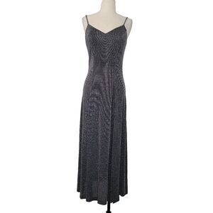 Vtg 90s Moda International Sparkly Midi Dress Sz S Gray Black Party Date Event‎